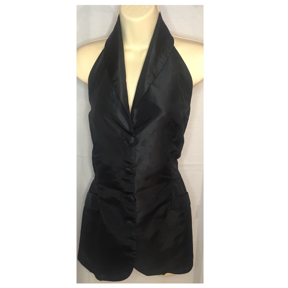 Brilliant vintage black halter blazer vest top. Very classy style - Picture 2 of 8